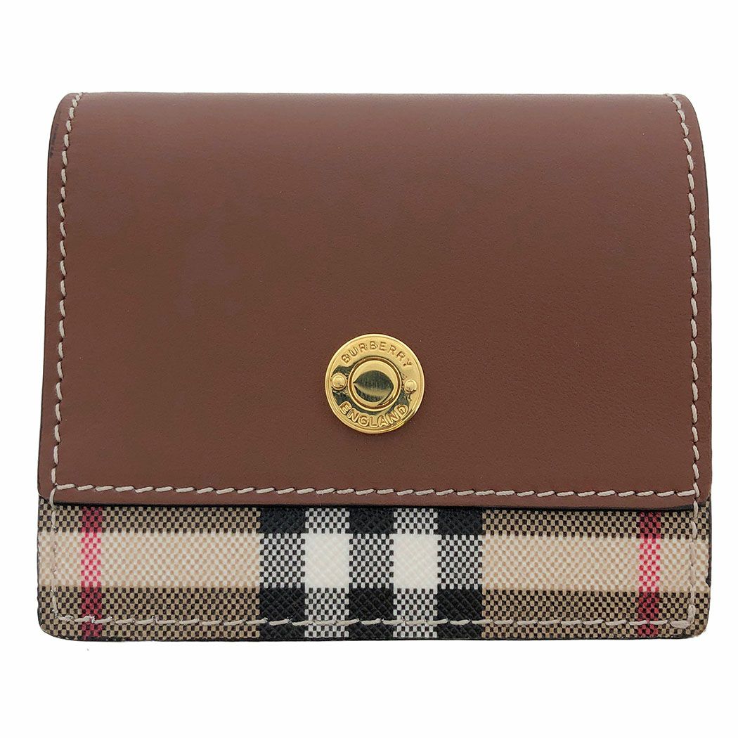 BURBERRY ヴィンテージチェック＆レザー スモール フォールディング