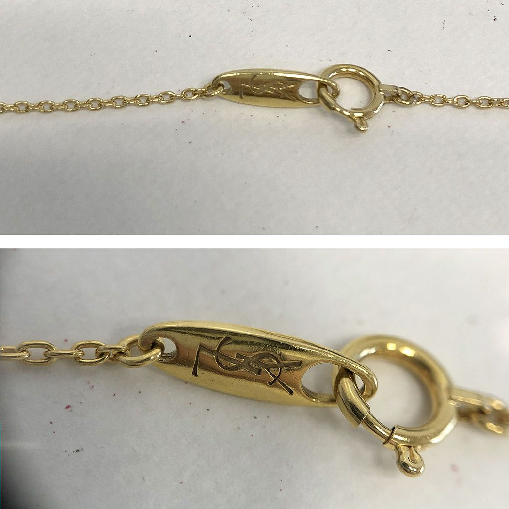 イヴサンローラン□ YSLロゴ ネックレス ダイヤモンド 0.11ct K18 