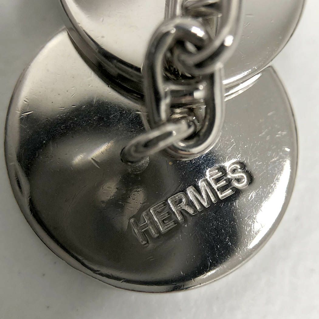 HERMES シェーヌダンクル カフリンクス ブラック シルバー金具 カフス
