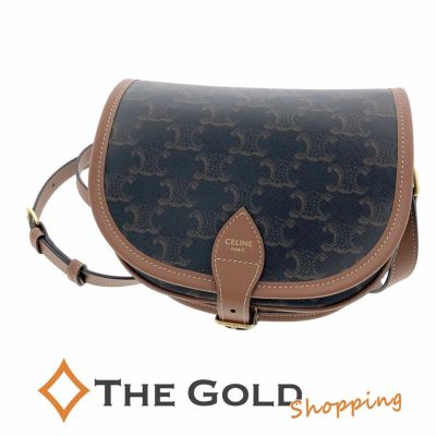 【美品】セリーヌ　ショルダーバッグ　2way　サークル　ゴールド金具　レザー　赤 セリーヌ CELINE ミニボストン 肩がけ トートバッグ レザー