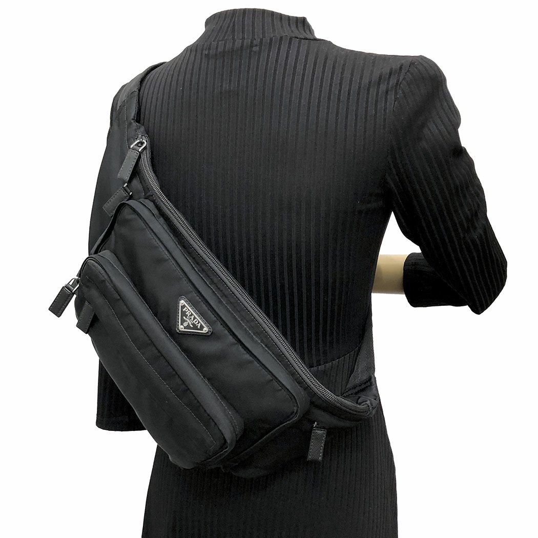 [新品未使用] PRADA ナイロン ボディバッグ ブラック 2VL003 PRADA ボディバッグ 2VL003 ウエストポーチ ナイロン ブラック