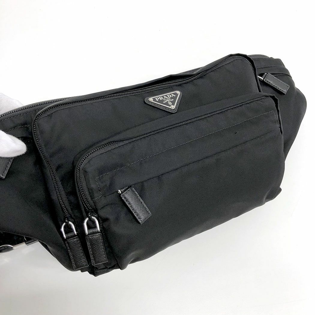 PRADA ボディバッグ 2VL003 ウエストポーチ ナイロン ブラック