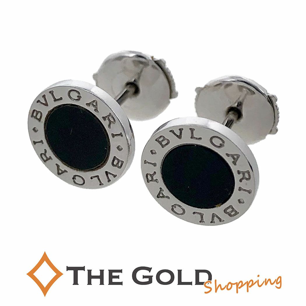 BVLGARI ブラックラウンドピアス WG ブラックオニキス