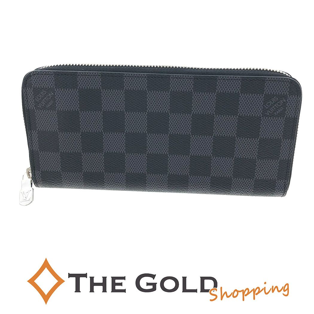 ルイ・ヴィトン、黒ダミエ　長財布　ジッピーウォレット【中古】 LOUIS VUITTON VUITTON ルイ・ヴィトン メンズ 長財布 ダミエ