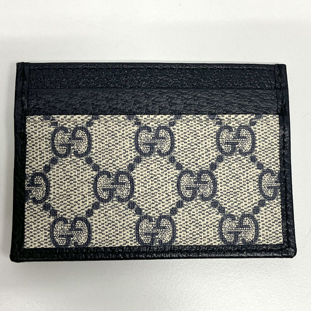 GUCCI インターロッキングG カードケース 673002 ベージュ ネイビー GG  