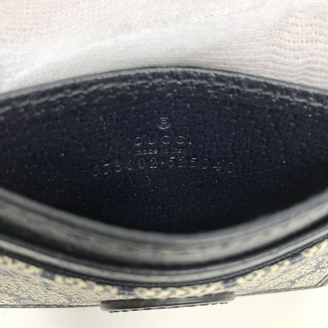 GUCCI インターロッキングG カードケース 673002 ベージュ ネイビー GG  