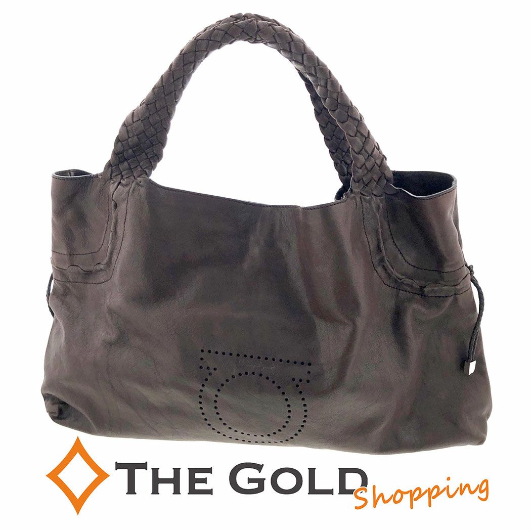 Salvatore Ferragamo トートバッグ GG217890 レザー ダークブラウン