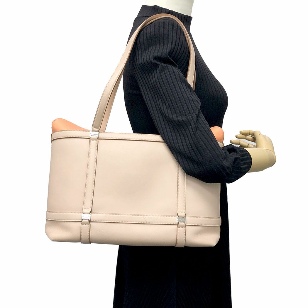 Salvatore Ferragamo トートバッグ ヴァラ レザー バイカラー ベージュ
