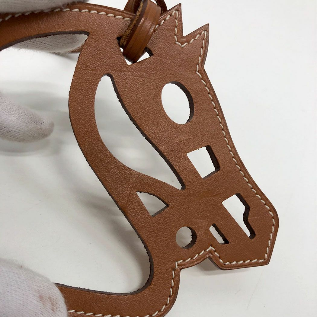 HERMES パドック チャーム シュヴァル レザー ブラウン ストラップ